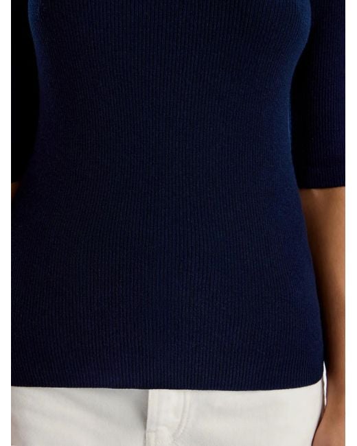 12 STOREEZ Blue Button Merino Sweater