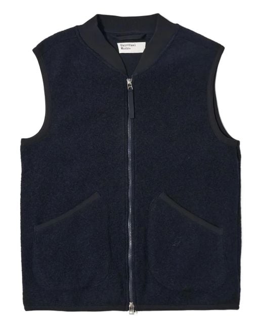 Universal Works Fleece Top Met Rits in het Blue voor heren