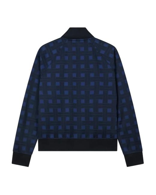 KENZO Blue Weave Jacquard Zip Track Jacket for men
