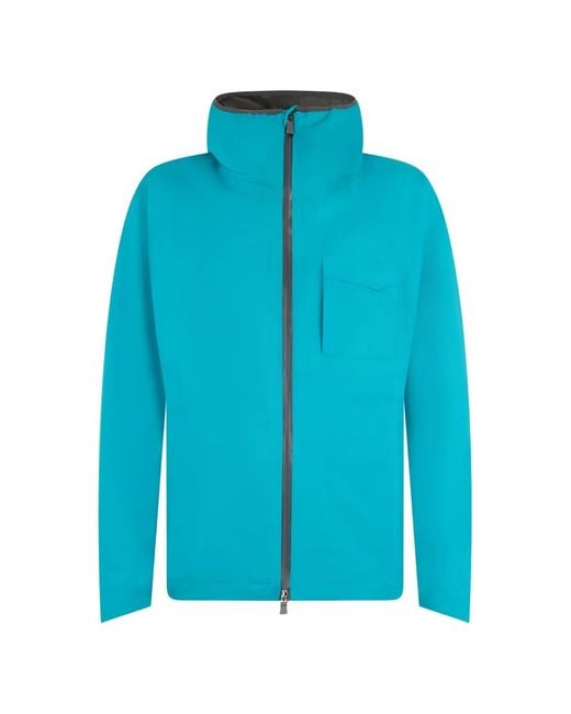 Herno Blue Zip-Up Hooded Jacket for men