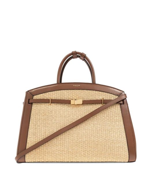 DeMellier London Natural Hudson Raffia Leather Tote Bag