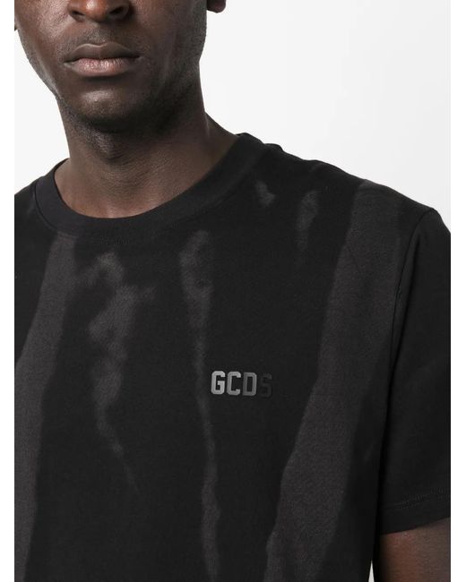 Gcds Black Logo-Print Cotton T-Shirt for men