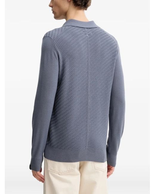 Rag & Bone Blue Textured Polo Sweater for men