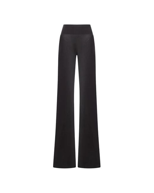 Rick Owens Black Bias Ribbed Waistband Trousers
