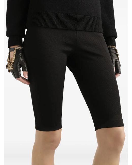 Dolce & Gabbana Black Logo-Waist Biker Shorts