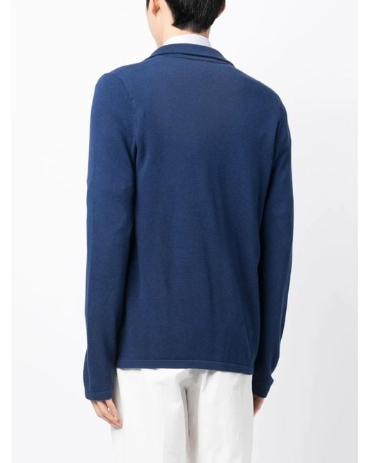 Luciano Barbera Blue Long-Sleeved Cotton Cardigan for men