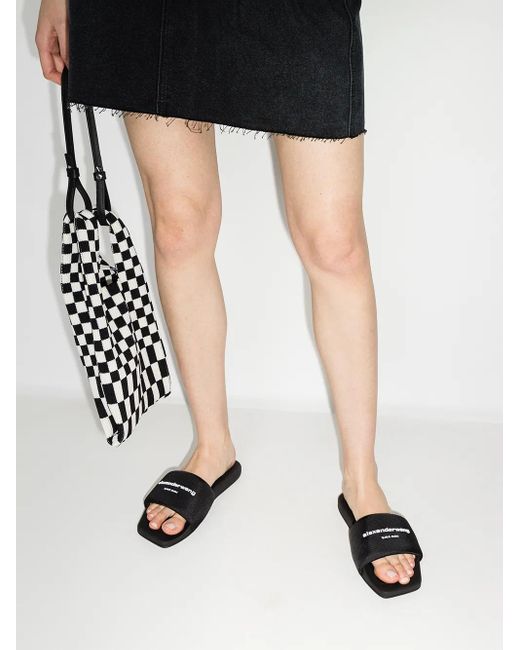 Alexander Wang Black Pool Slides Sandals