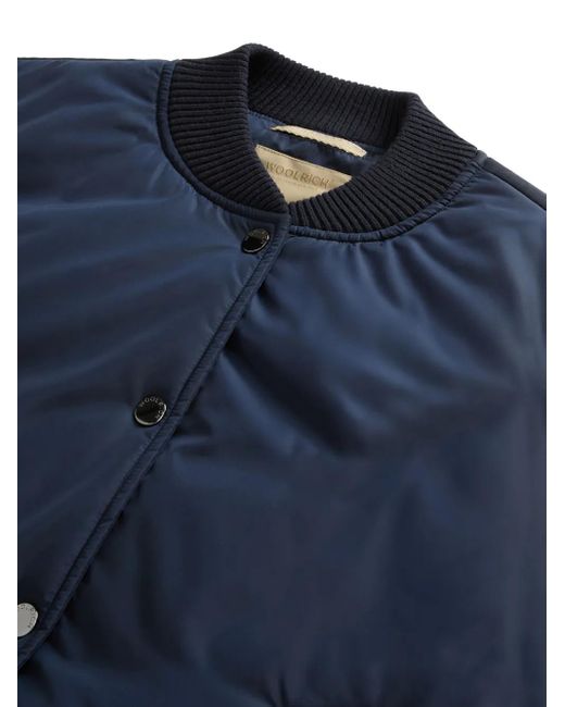 Woolrich Blue Hybrid Nylon Bomber Jacket