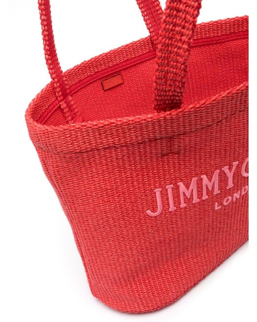 Jimmy Choo Red Strandtasche mit Logo-Stickerei