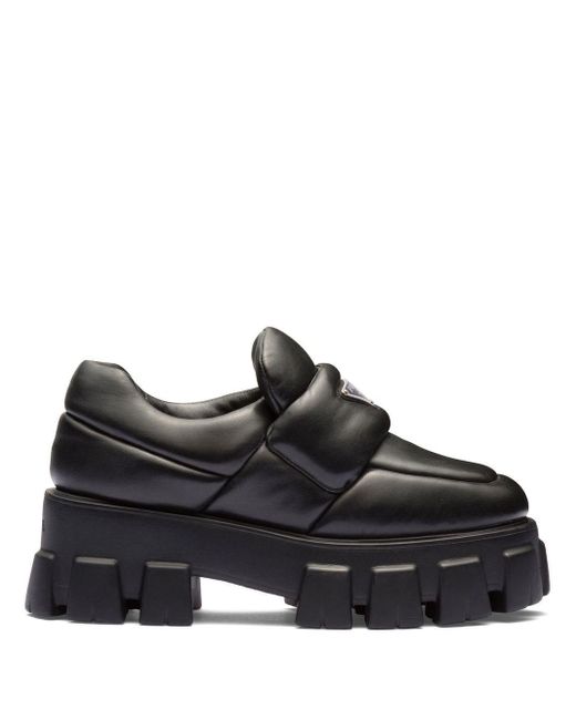 Prada Black Soft Padded Nappa Leather Loafers