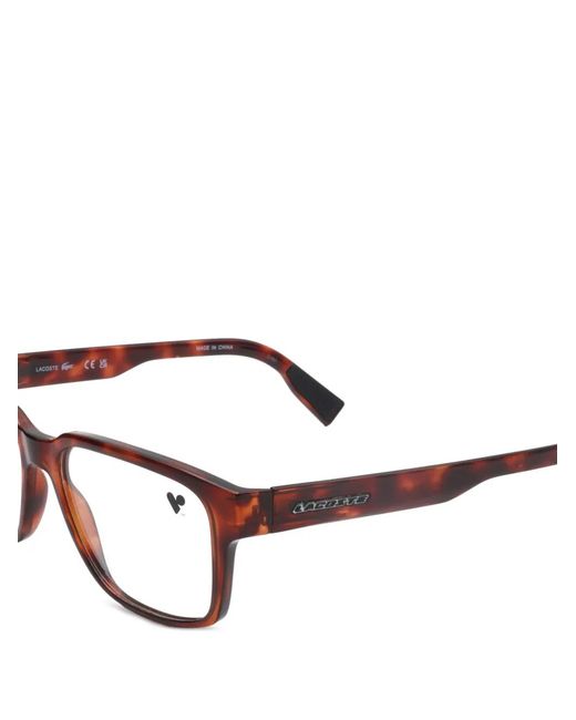 Lacoste White Tortoiseshell-Effect Rectangle-Frame Glasses for men