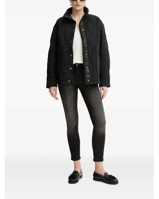 Guess Black Quilted Drawstring Jacket