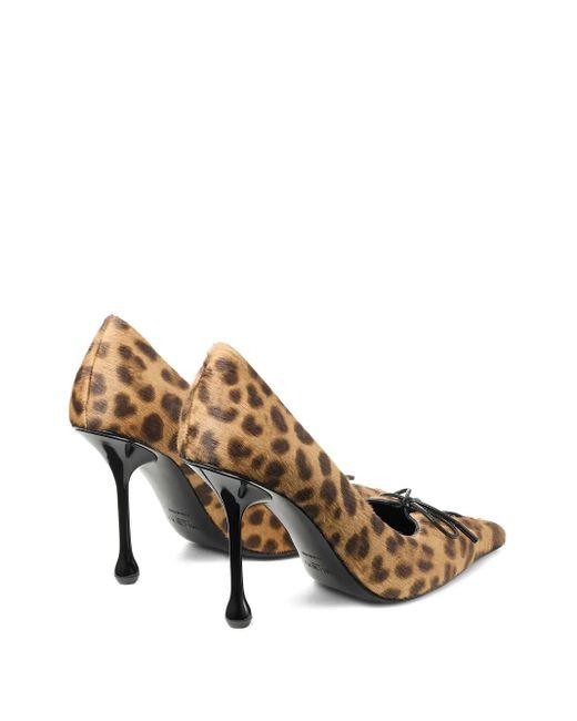 Jimmy Choo Metallic 95Mm Scarlett Leopard-Print Lace-Up Pumps