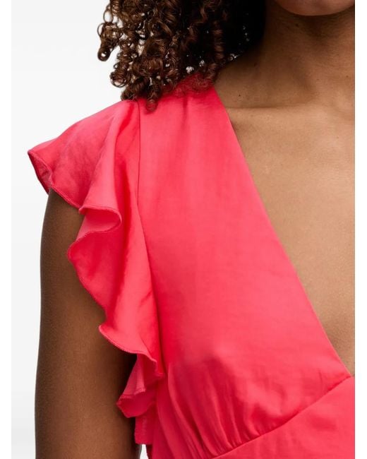 Morgan Red Ruffled Open-Back Mini Dress