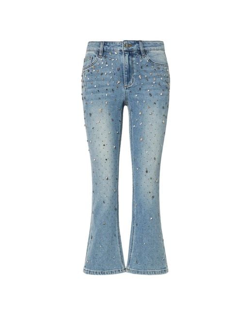 Liu Jo Blue Bootcut Jeans With Rhinestones