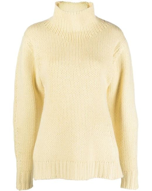 Jil Sander Yellow Open Back High-Neck Jumper
