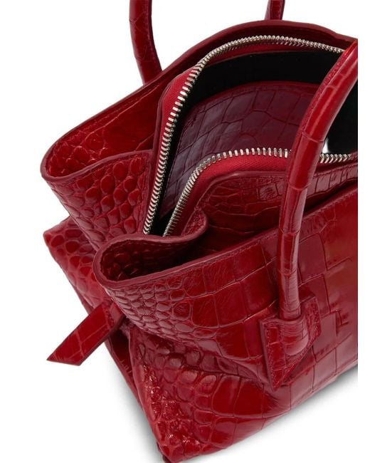 The Attico Red Crocodile-Effect Tote Bag