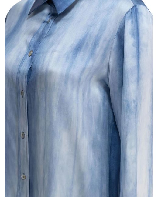 SLEEP NO MORE Blue Seidenhemd mit Batikmuster