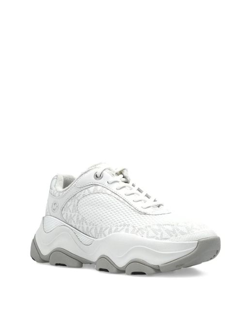 MICHAEL Michael Kors White Atlas Monogram-Pattern Sneakers