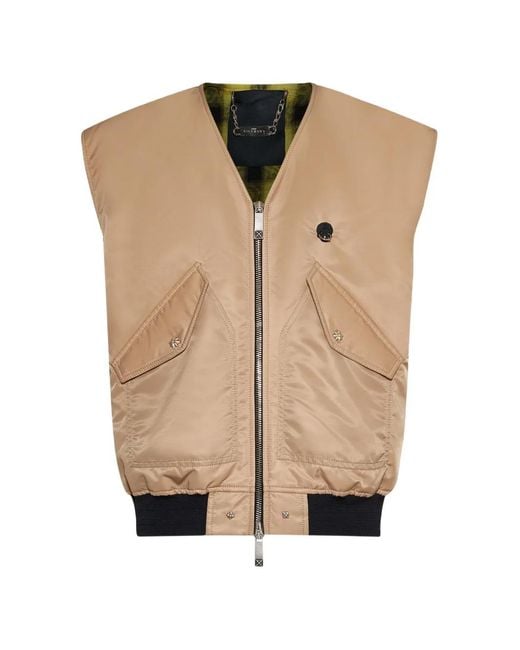 John Richmond Natural Flap-Pocket Zip-Up Gilet for men