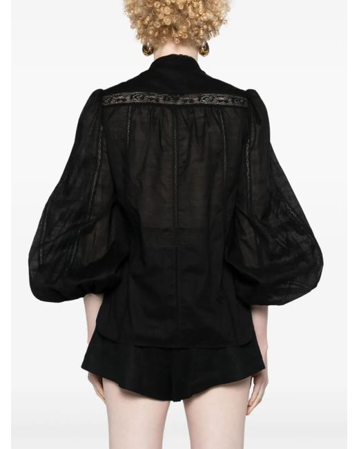 Zimmermann Black Lace Trim Detail Shirt