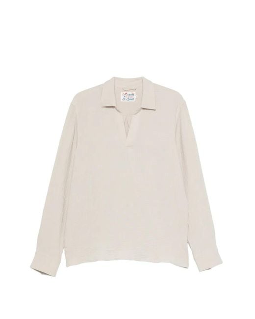Mc2 Saint Barth White Ventotene Cotton-Goffer Long-Sleeved Shirt for men