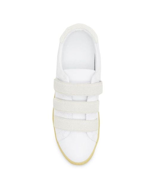 Strap detail perforated check leather best sale sneakers