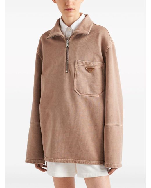 Prada Brown Sweatshirt mit Trichterkragen