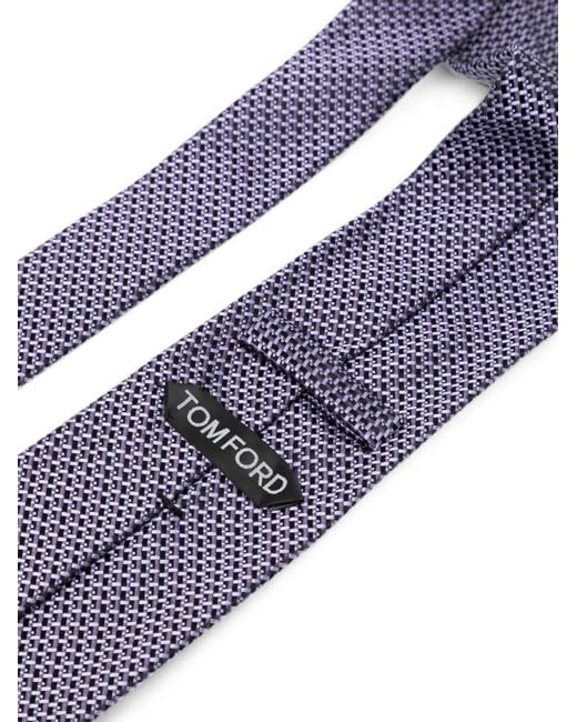 Tom Ford Blue Geometric-Patterned Tie for men