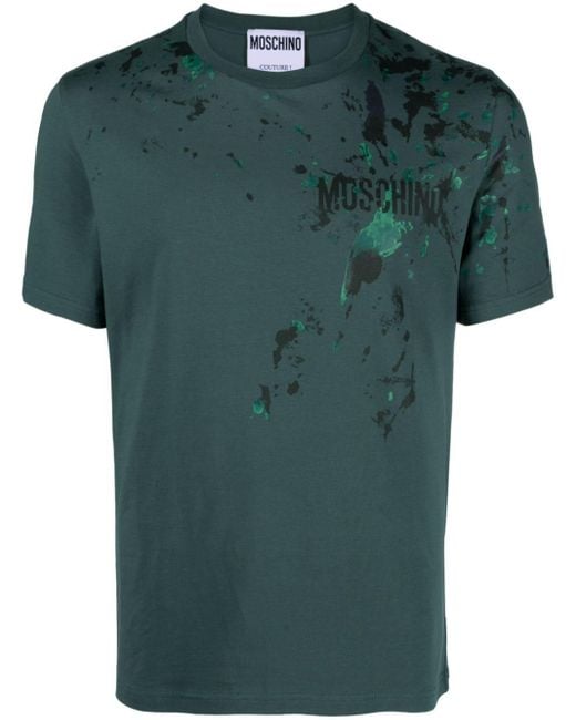 Moschino T-Shirt mit Farbklecks-Print in Green für Herren