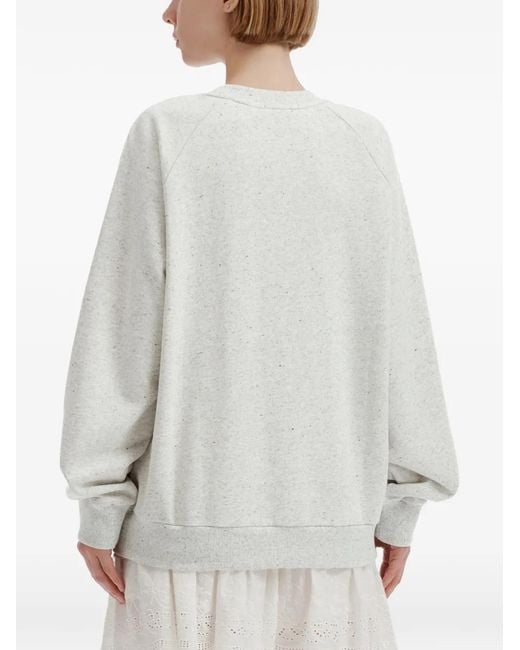 Chocoolate White Bear-Patch Long-Sleeve Sweatshirt