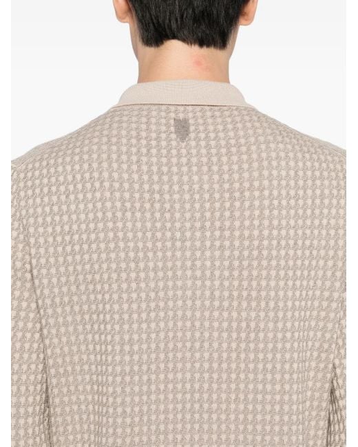 Canali White Knitted Polo Shirt for men