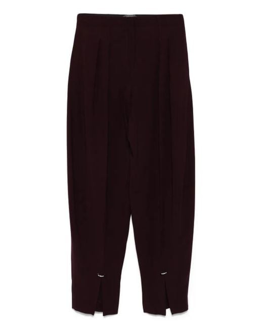 Mugler Red Pleated Split-Hem Trousers