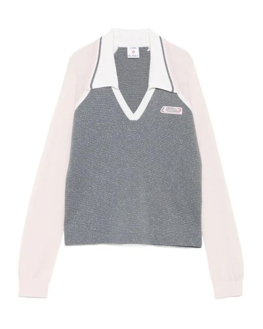 Casablanca Multicolor Merino Lurex Long-Sleeve Tennis Polo
