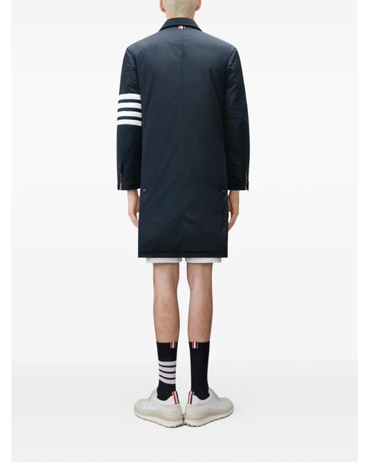 Thom Browne Blue 4-Bar Down-Filled Overcoat for men