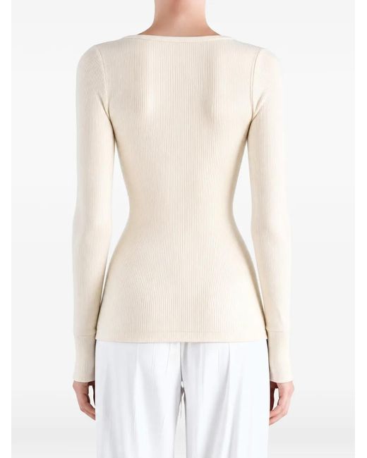 Auralee Ribgebreide Top in het White