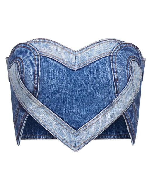 Area Blue Patchwork Heart-motif Denim Bandeau