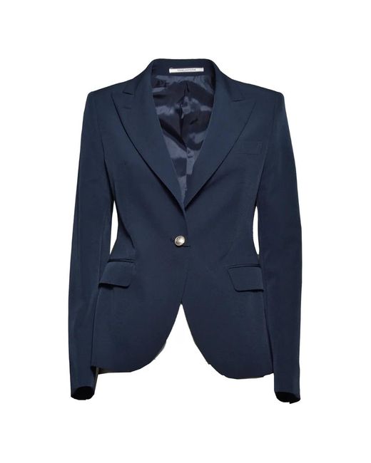 Tagliatore Blue Peak-Lapel Single-Button Blazer