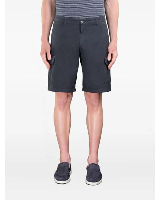 Moorer Blue Buttoned Cargo Shorts for men