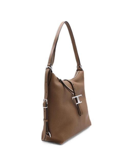 Tod's Brown Small T Timeless Leather Shoulder Bag