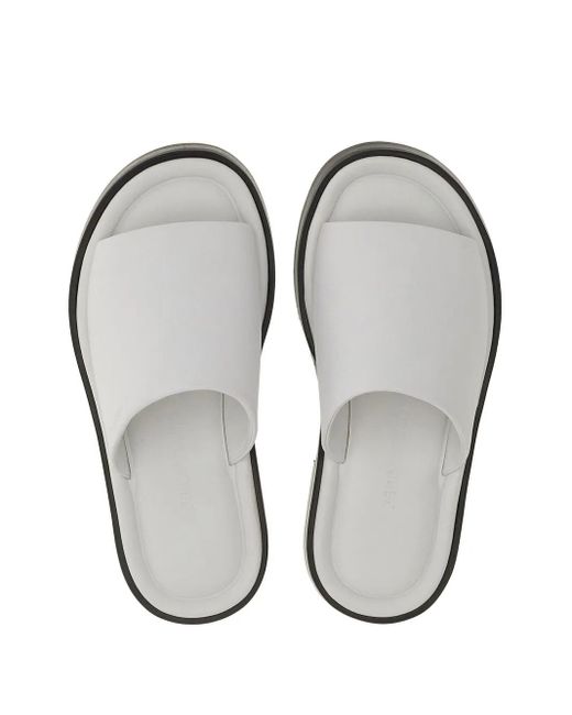 Ferragamo White Plain Leather Flat Mules