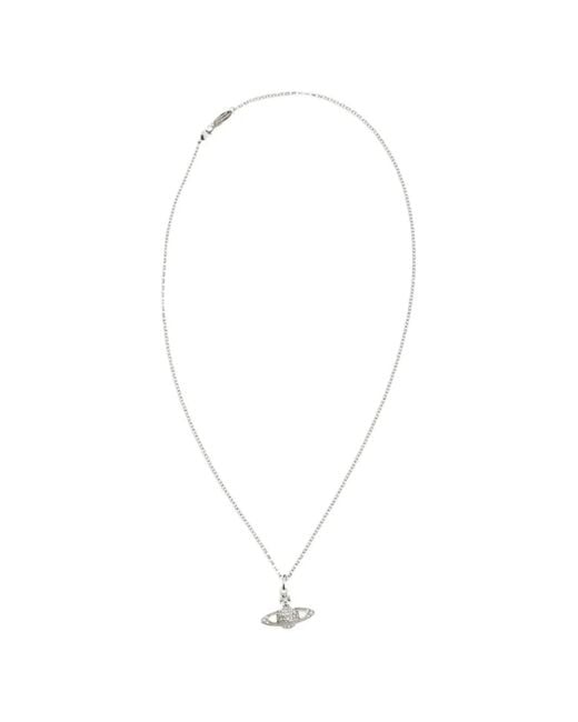 Vivienne Westwood White Mini Bas Relief Orb Pendant Necklace
