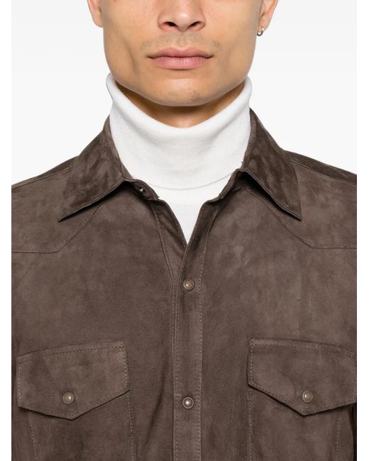 Eleventy Brown Suede Panelled Jacket for men