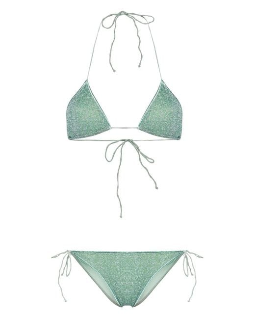 Oseree Green Lumière Triangel-Bikini aus Lurex