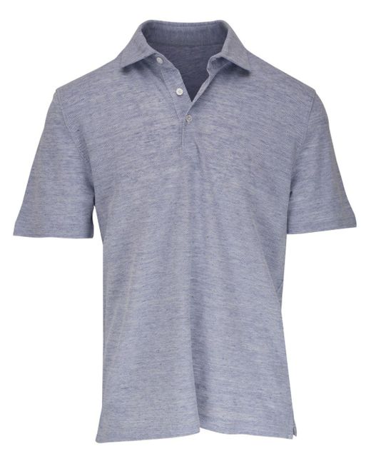 Fedeli Blue Zero Mélange-effect Polo Shirt for men
