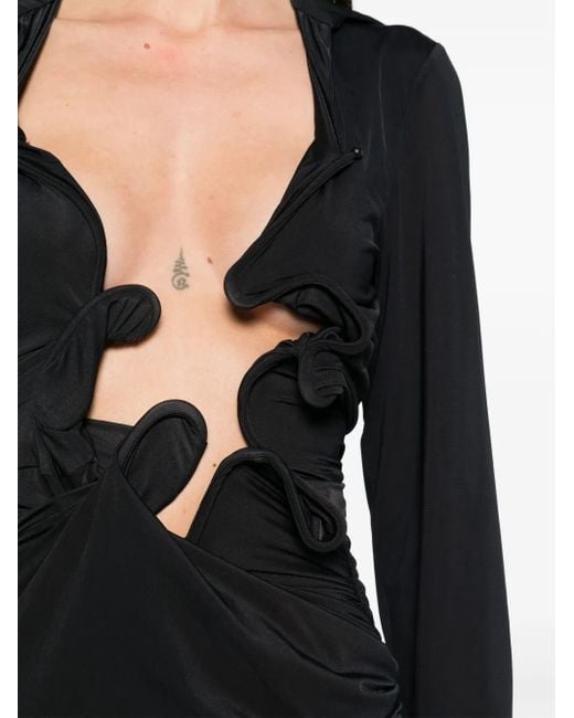 Christopher Esber Black Venus Plunging Maxi Dress