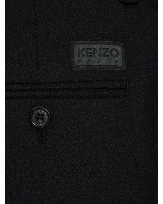 Pantalones De Lana Con Cierre De Botón KENZO de color Black