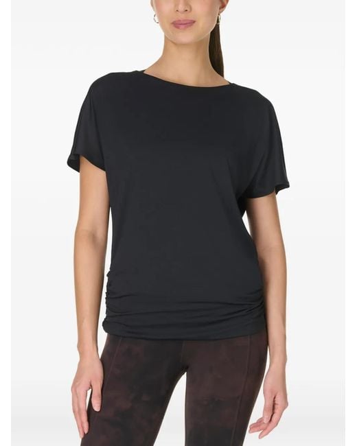 Sweaty Betty Black Unwind Cooling Ruched-Detail T-Shirt
