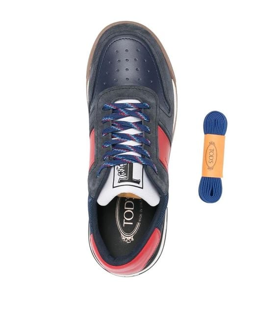 Tod's Blue Panelled-Design Low-Top Sneakers for men
