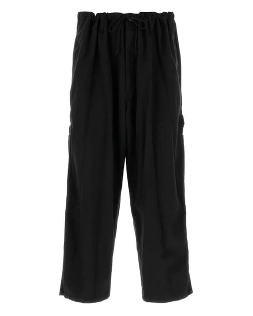 メンズ Yohji Yamamoto パッチポケット イージーパンツ Black